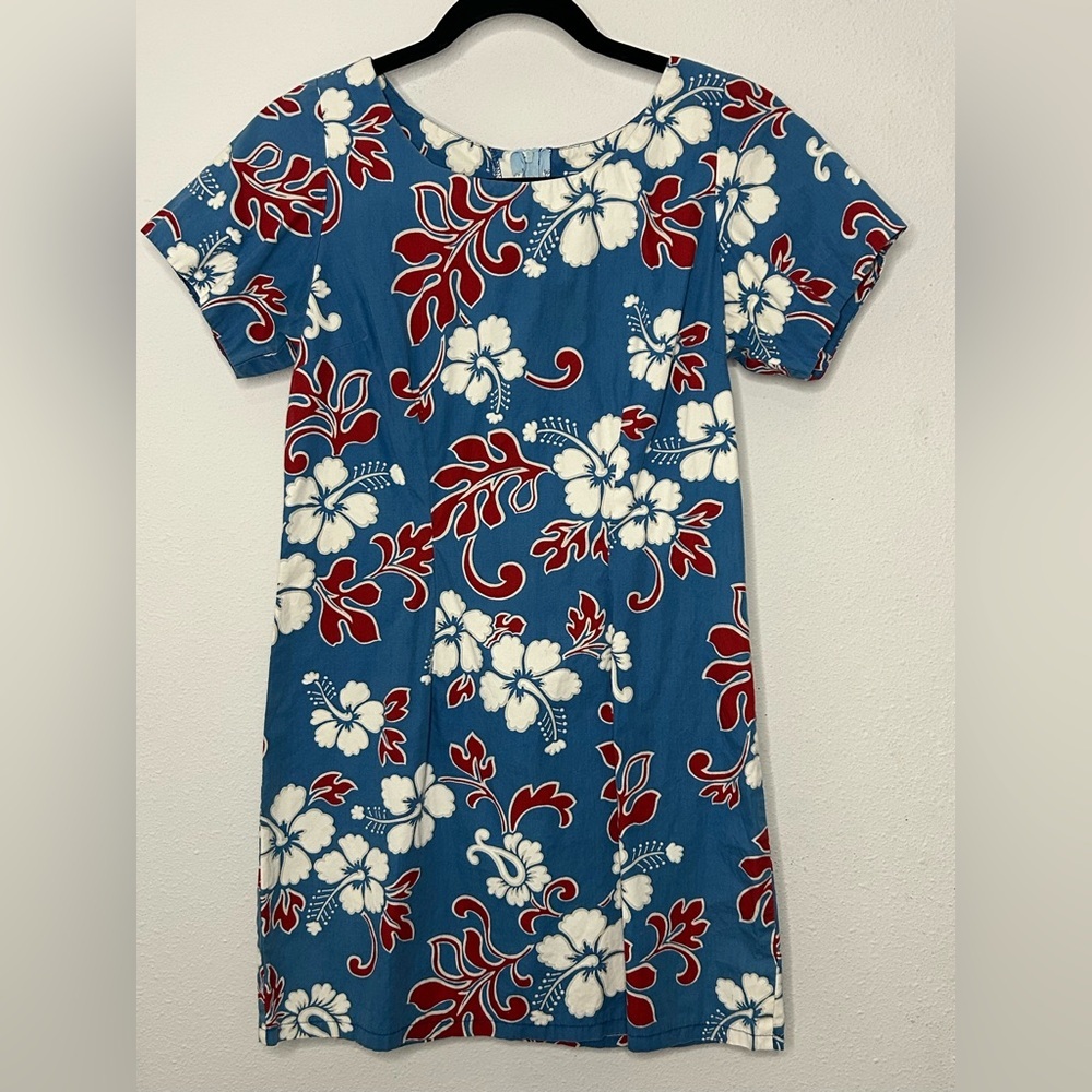 Malihini Hawaii Blue Floral Dress Size Small